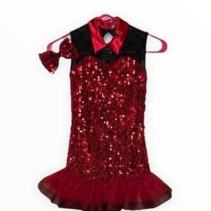 EUC Weissman Girls Sequin Dance Costume Red & …
